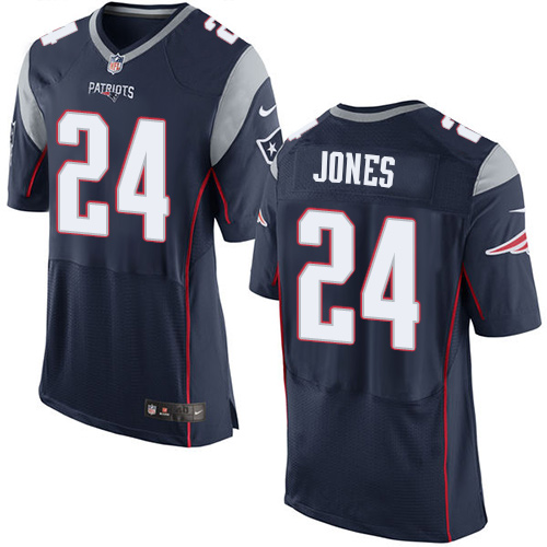 Men's Elite Cyrus Jones Nike Jersey Navy Blue Home - #24 NFL New England Patriots